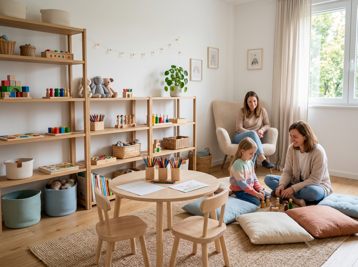 Sala de atendimento infantil e ludoterapia equipada e acolhedora